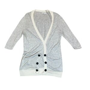Adam‎ Lippes Grey Bamboo Cashmere V-Neck Cardigan Sweater Womens Medium